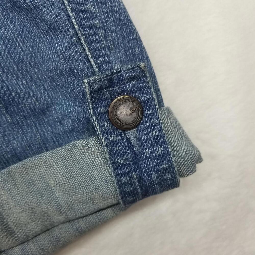 Lee Denim Capri Jhorts Womens 12 Med Blue Jean Roll-tab Hem Y2K - Picture 7 of 11